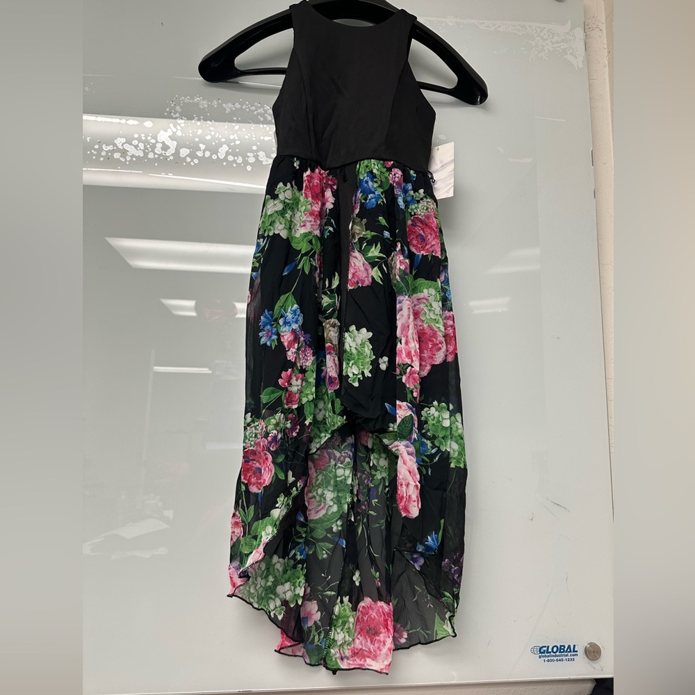 Emerald Gumdrops Girl's Sleeveless Hi-Low Dress in Black/Multi New With Tags Siz